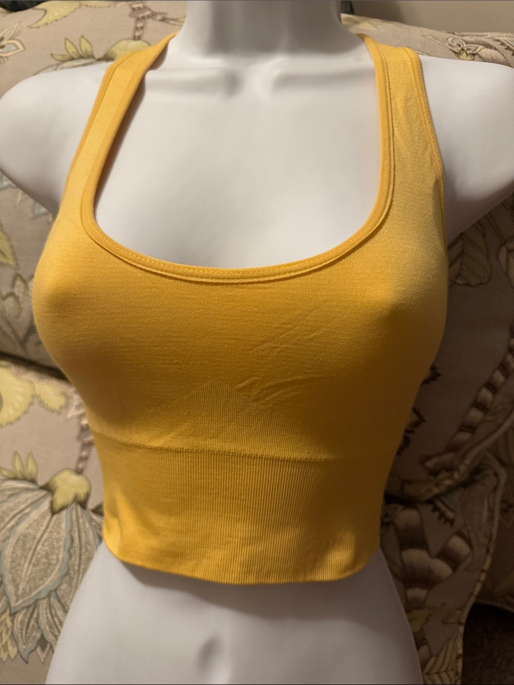 Women's Yellow Scoop Neck Sports Bra
